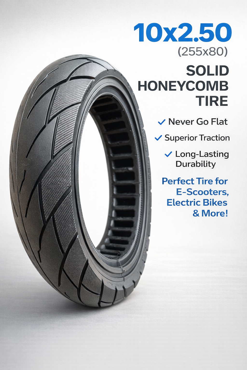 10 inch 10x2.50 solid scooter tyre side view