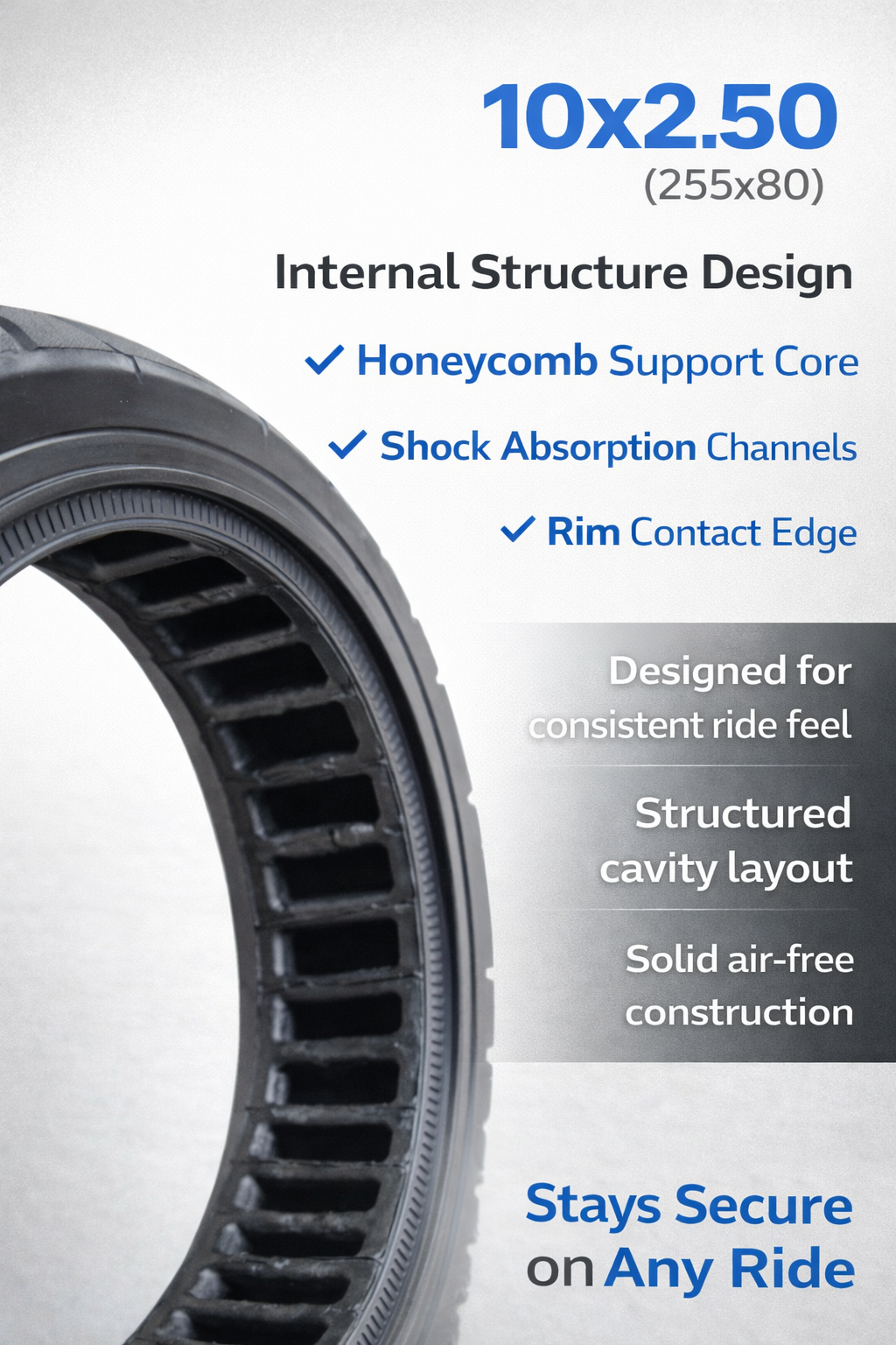internal structure of 10x2.50 solid electric scooter tyre
