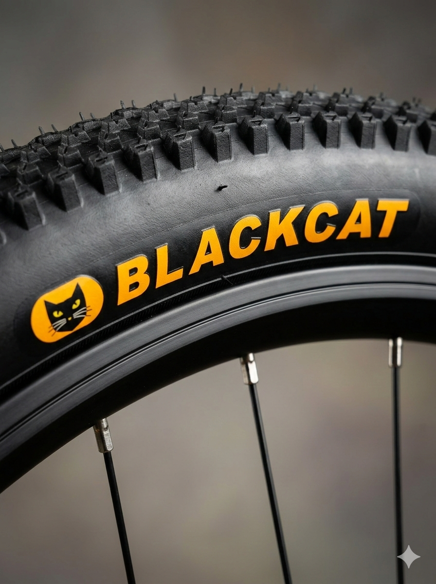 BlackCat 27.5x2.35 mountain bike tyre performing on gravel and trail terrain
